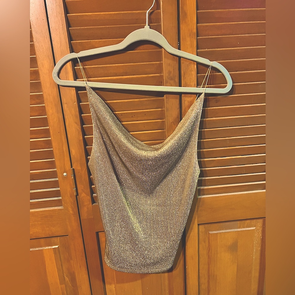 Vintage Shameless Gold Metallic Tank Top, Small